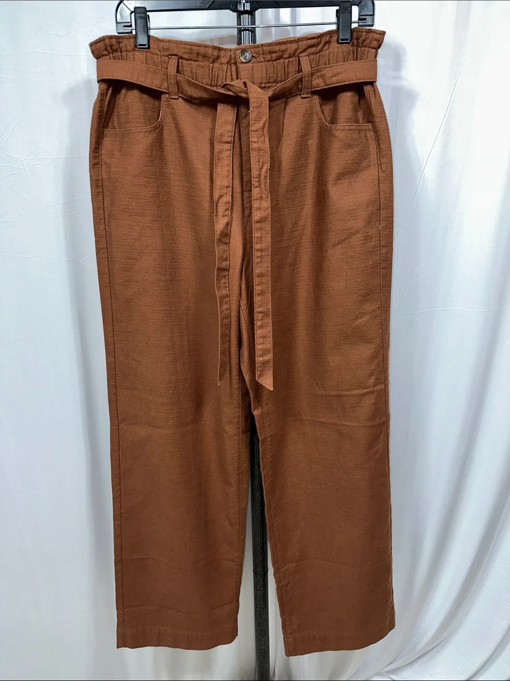 J. Crew Rust Brown Paperbag-Waist Wide Leg Pants